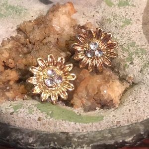Sunflower rhinestone earrings BOGO